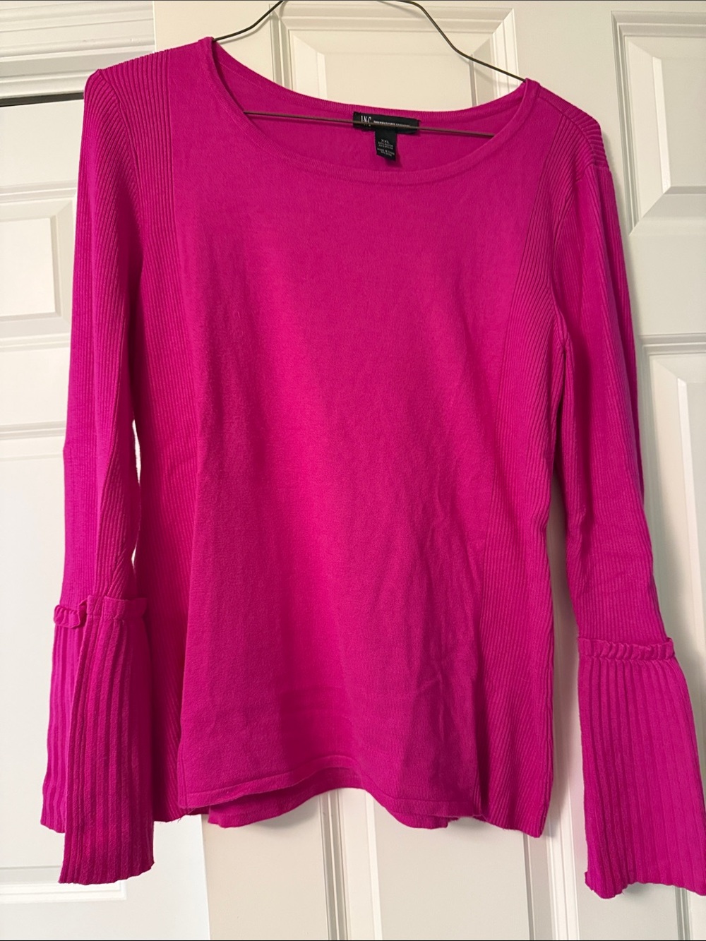 INC International Concepts Hot Pink Ribbed Long-Sleeve Top